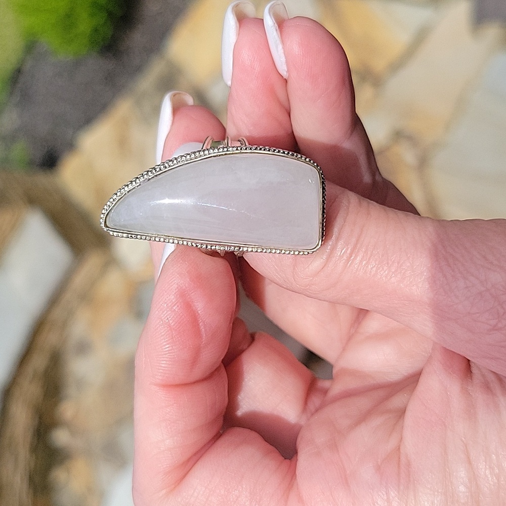 Rose Quartz with Vintage Band Ring Sz 8.5